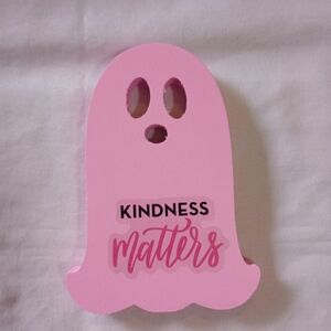 Handmade Pink Ghost Decor Inspirational Text Message Halloween Gothic Whimsigoth